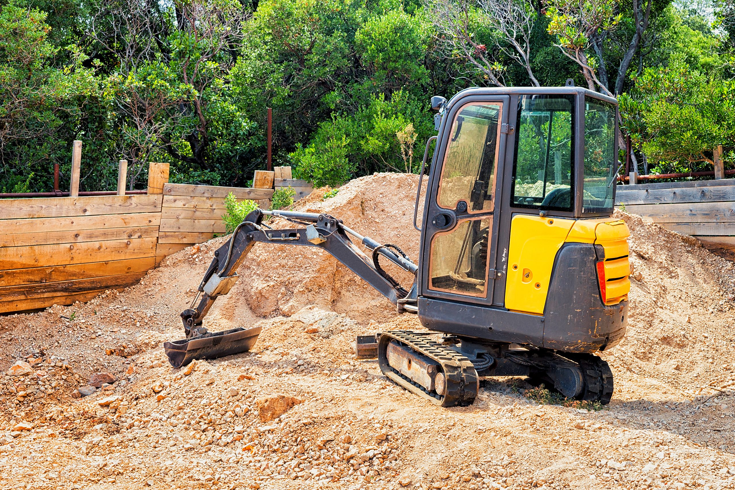 Construction excavator at work